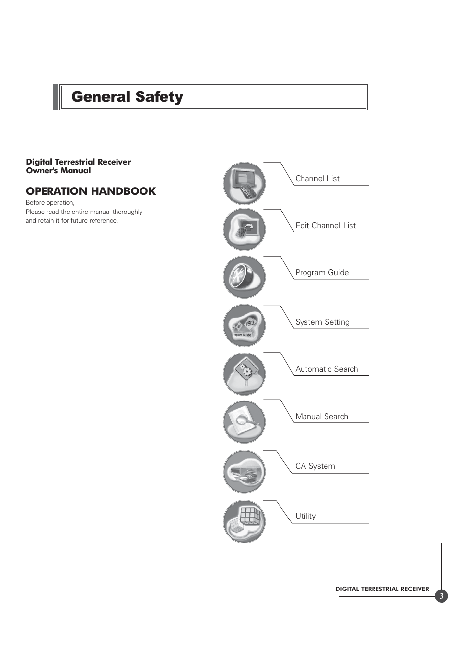 General safety, Operation handbook | Triax TR 305 User Manual | Page 3 / 40