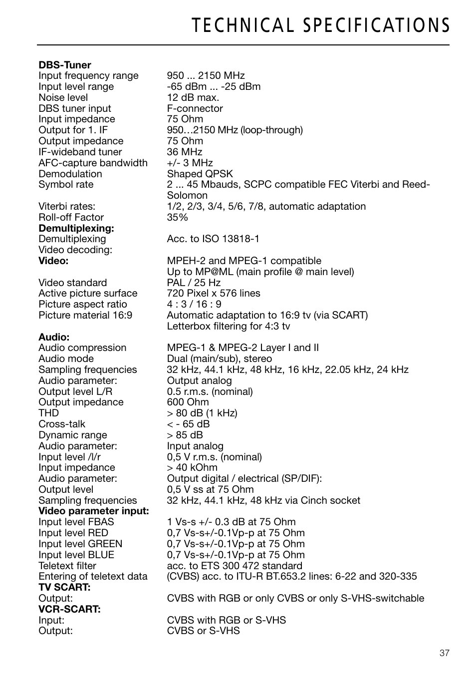 Triax DVB 63S User Manual | Page 37 / 40