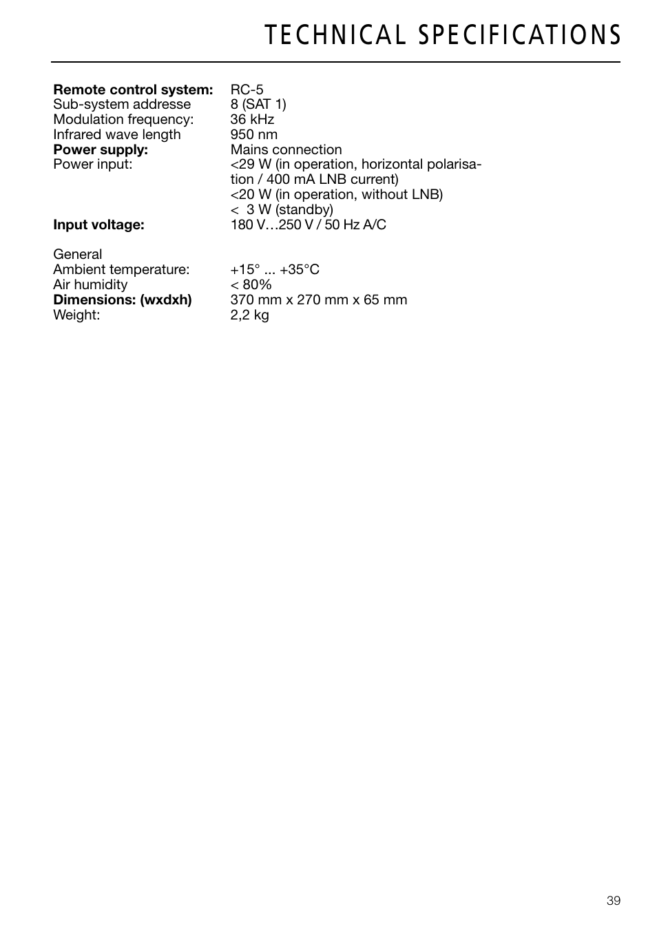 Triax DVB 63S User Manual | Page 39 / 40