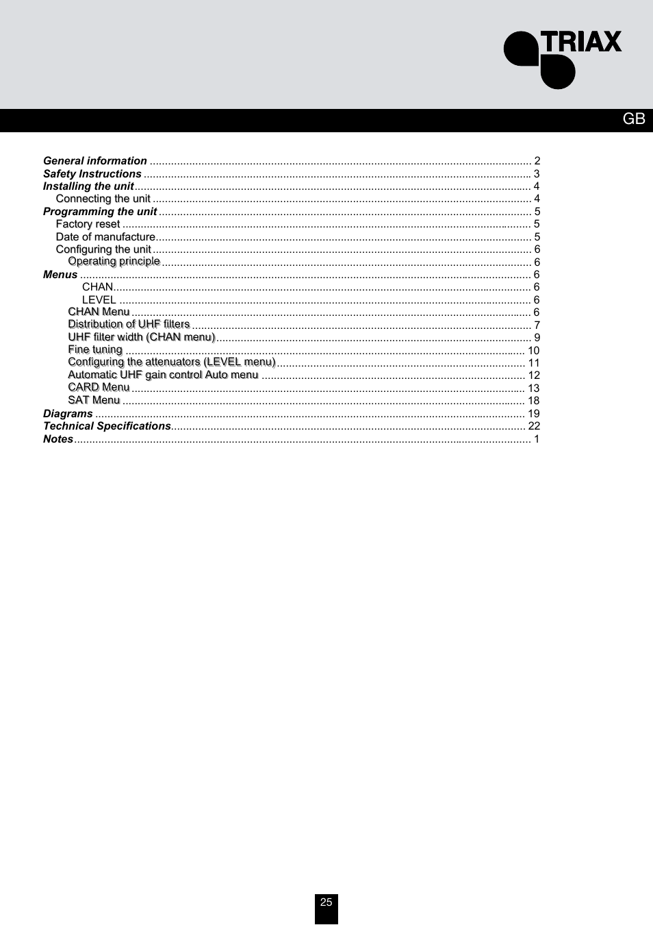 Triax TMB 10A User Manual | Page 25 / 26