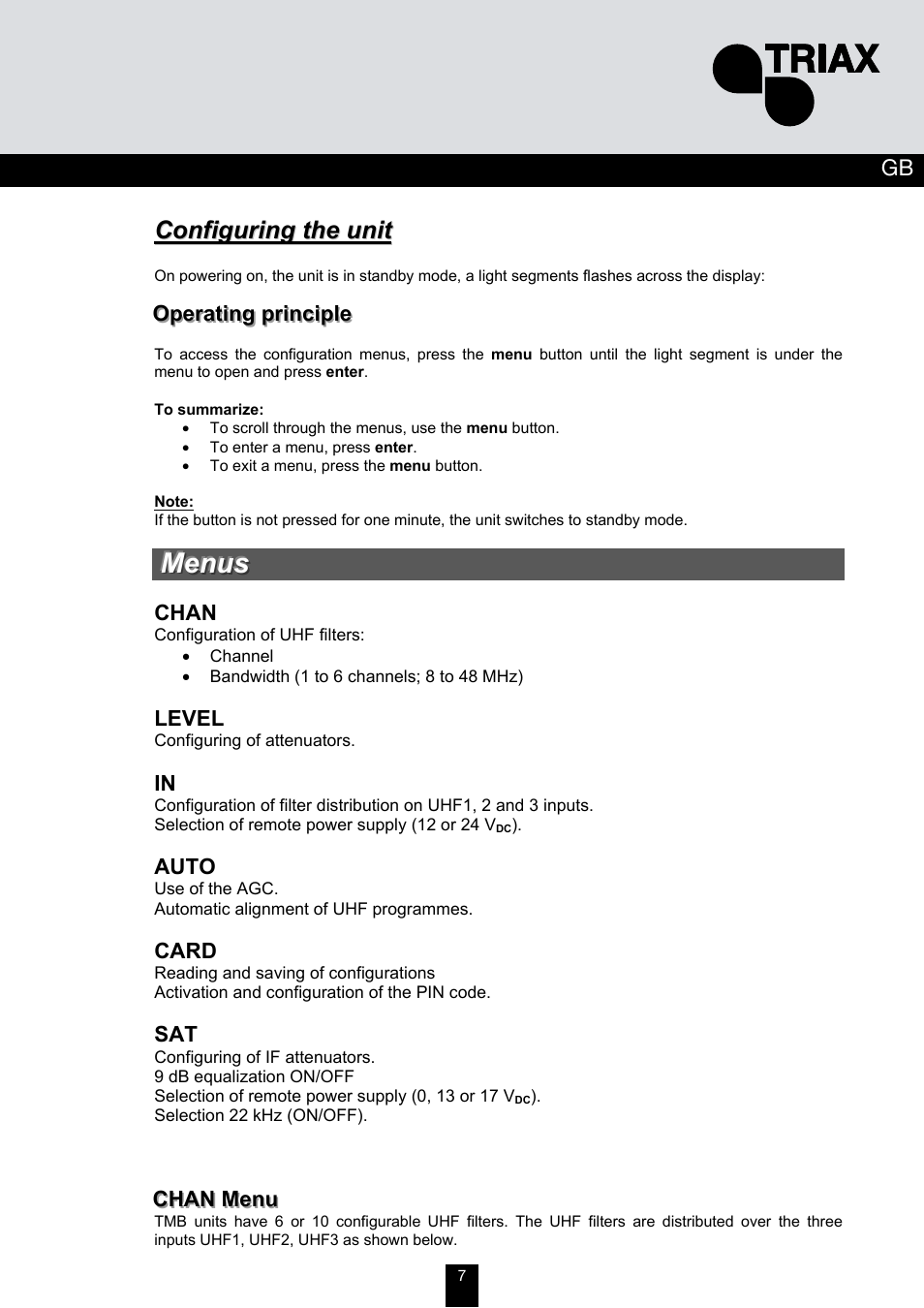 Triax TMB 10A User Manual | Page 7 / 26