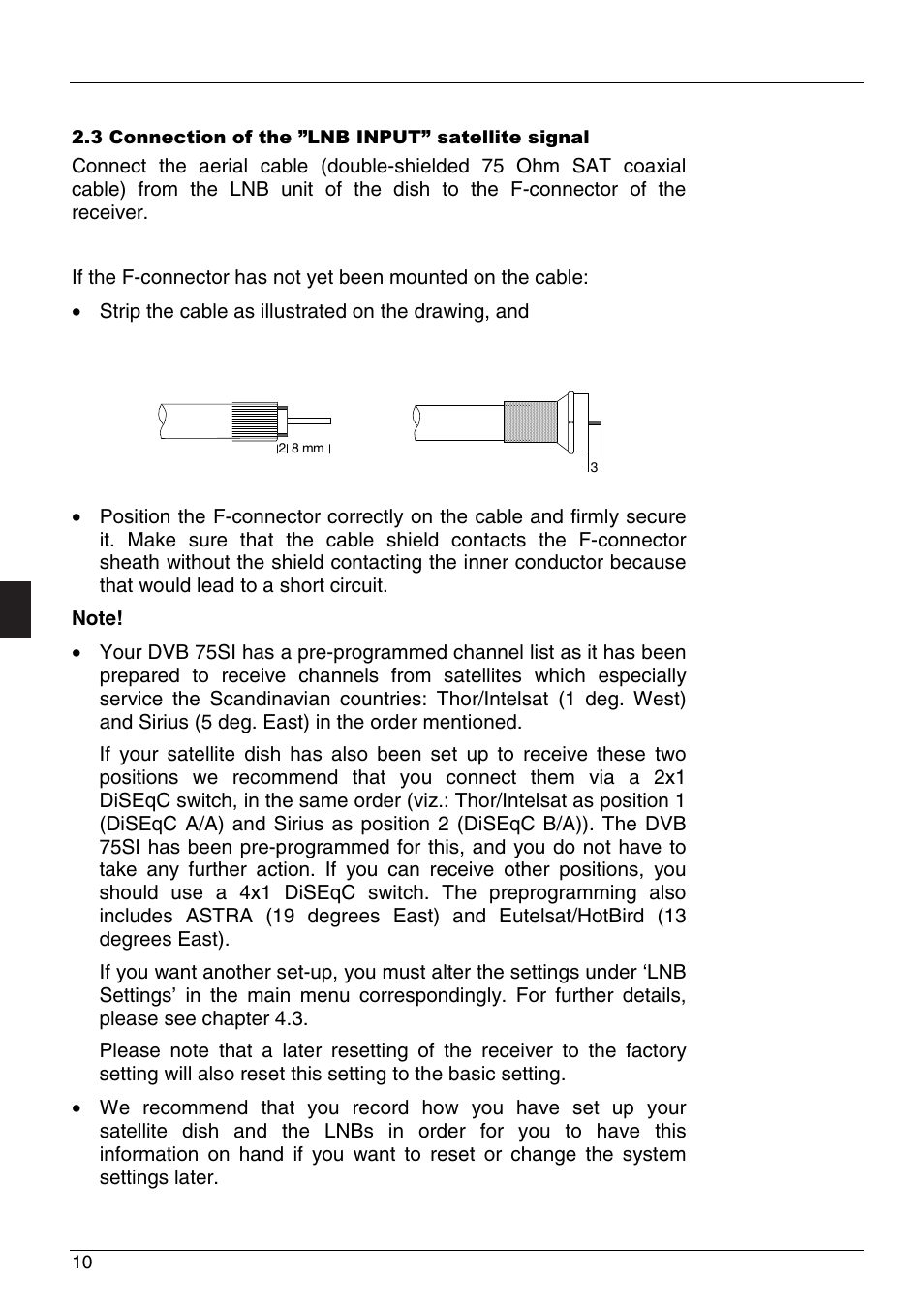 Triax dvb 75si | Triax DVB 75SI User Manual | Page 10 / 28