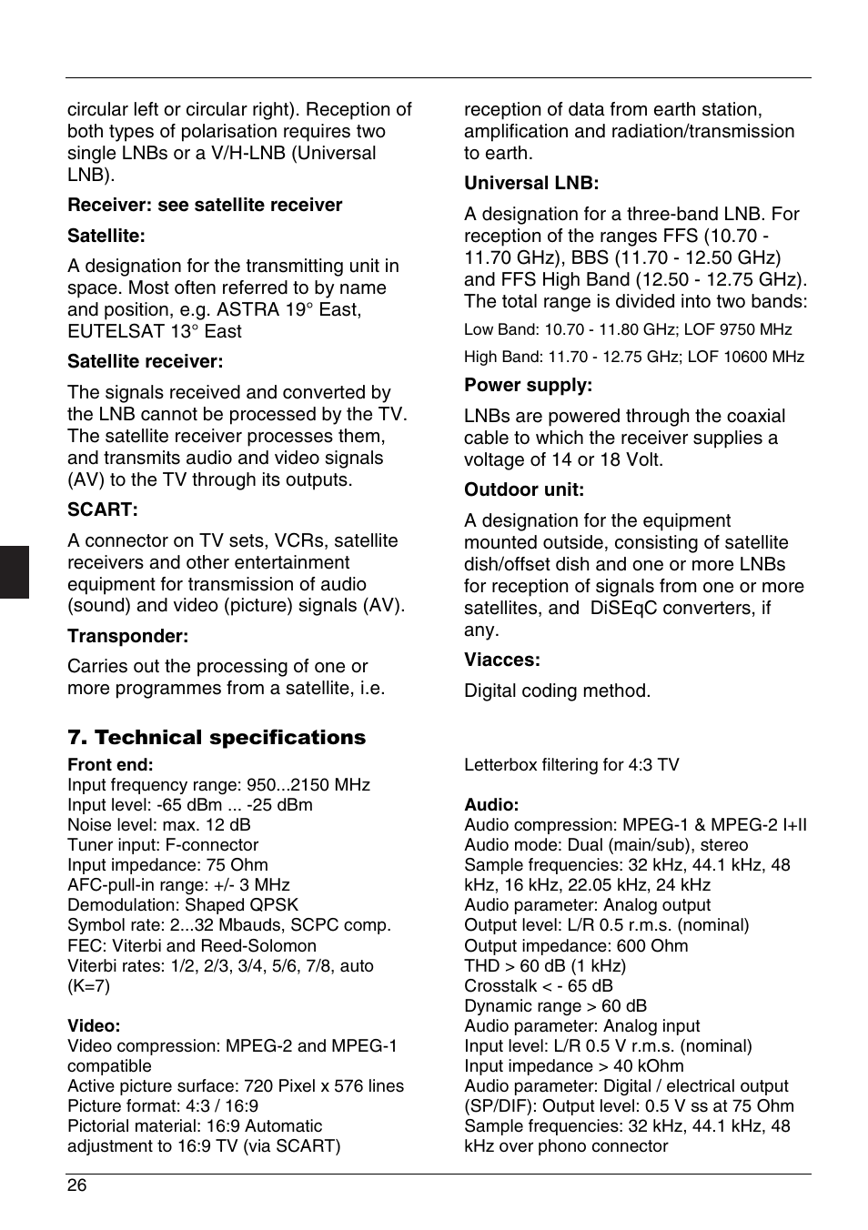 Triax dvb 75si | Triax DVB 75SI User Manual | Page 26 / 28