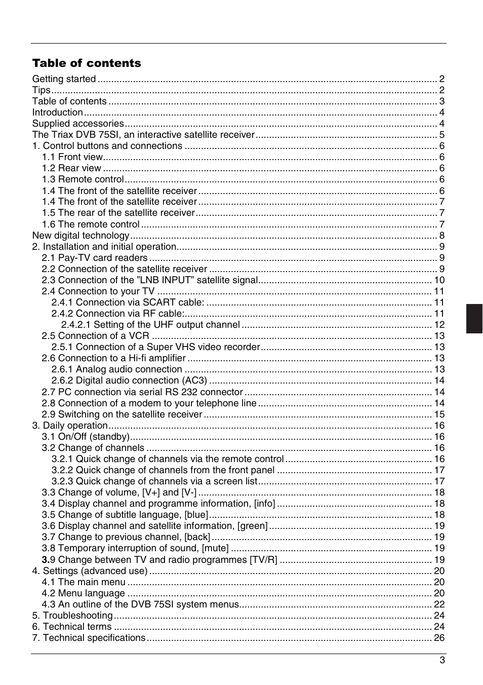 Triax dvb 75 si | Triax DVB 75SI User Manual | Page 3 / 28