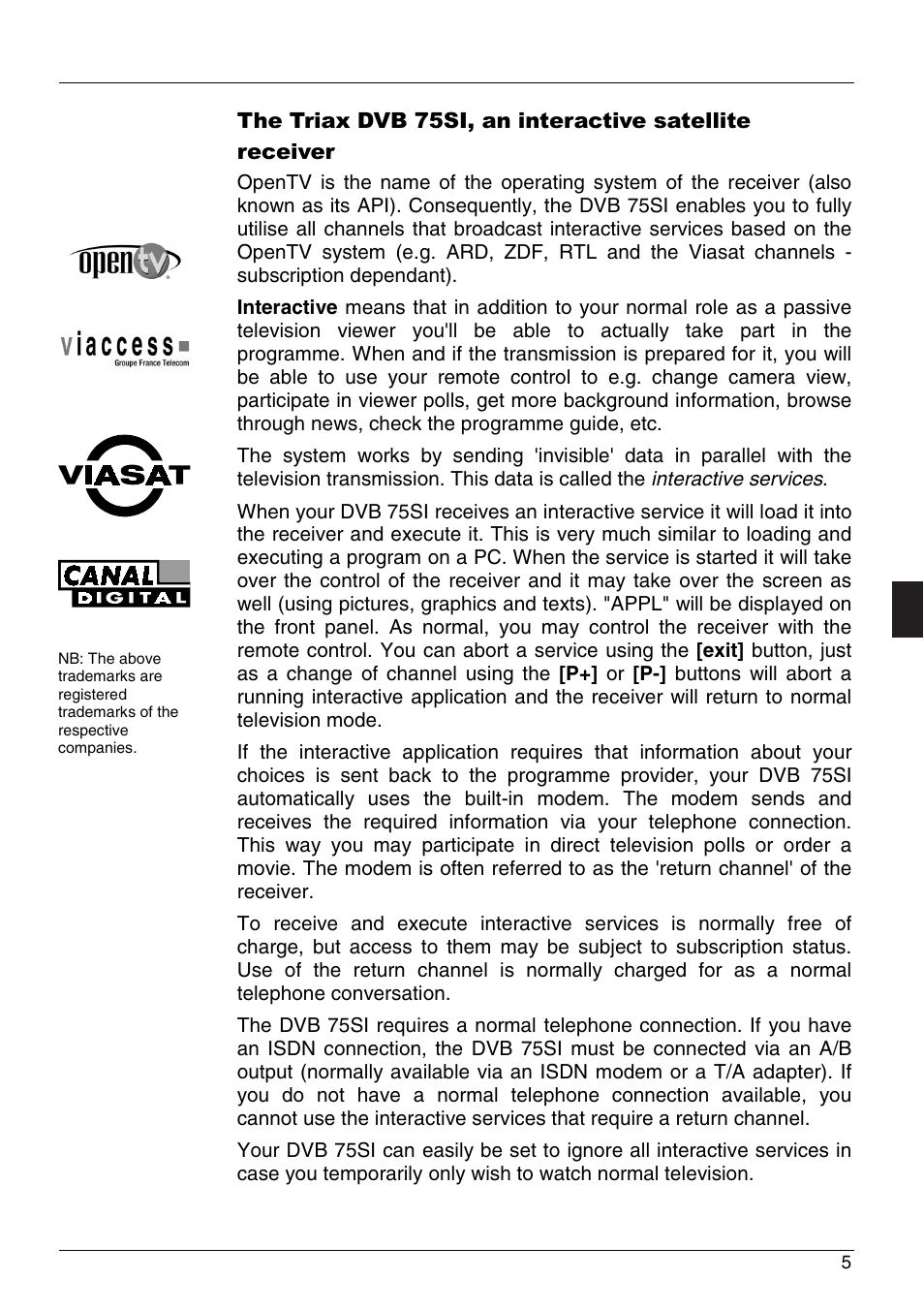 Triax dvb 75 si | Triax DVB 75SI User Manual | Page 5 / 28