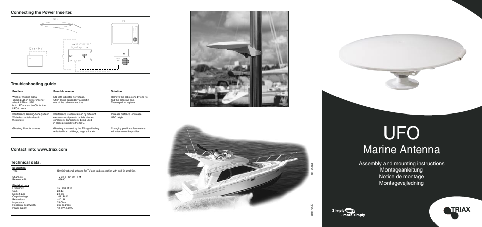 Triax UFO Marine Antenna User Manual | 2 pages