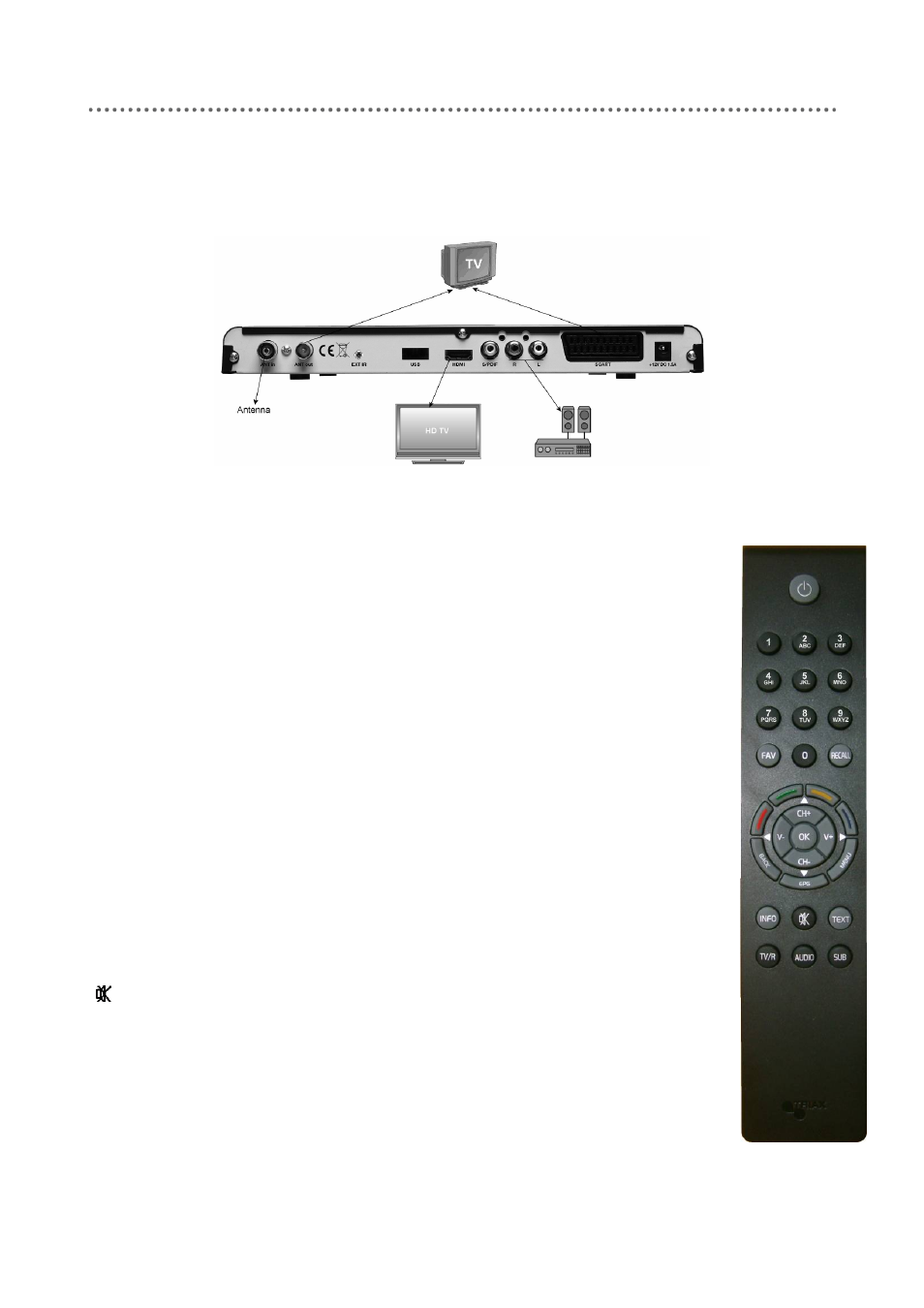 Start, Connection, Remote control | Triax 305041 User Manual | Page 2 / 8