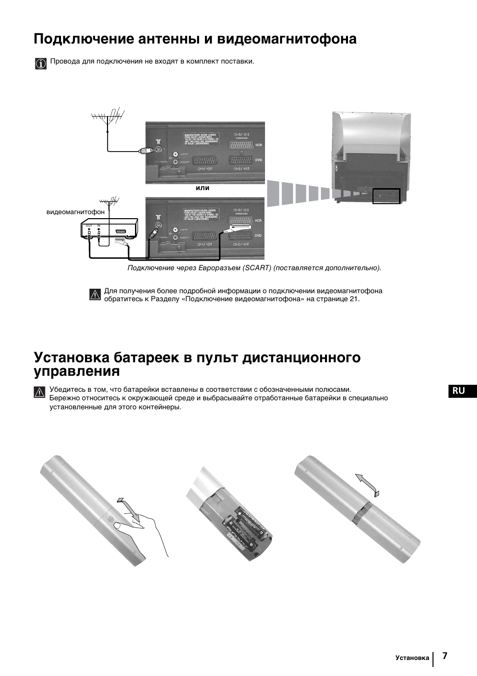 Подключение антенны и видеомагнитофона | Sony KP-44PX2 User Manual | Page 126 / 146