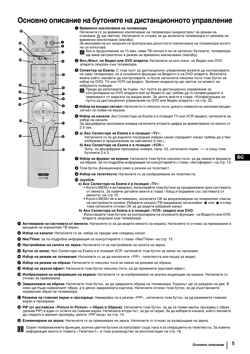 Checking the accessories supplied, 5 bg | Sony KP-44PX2 User Manual | Page 28 / 146