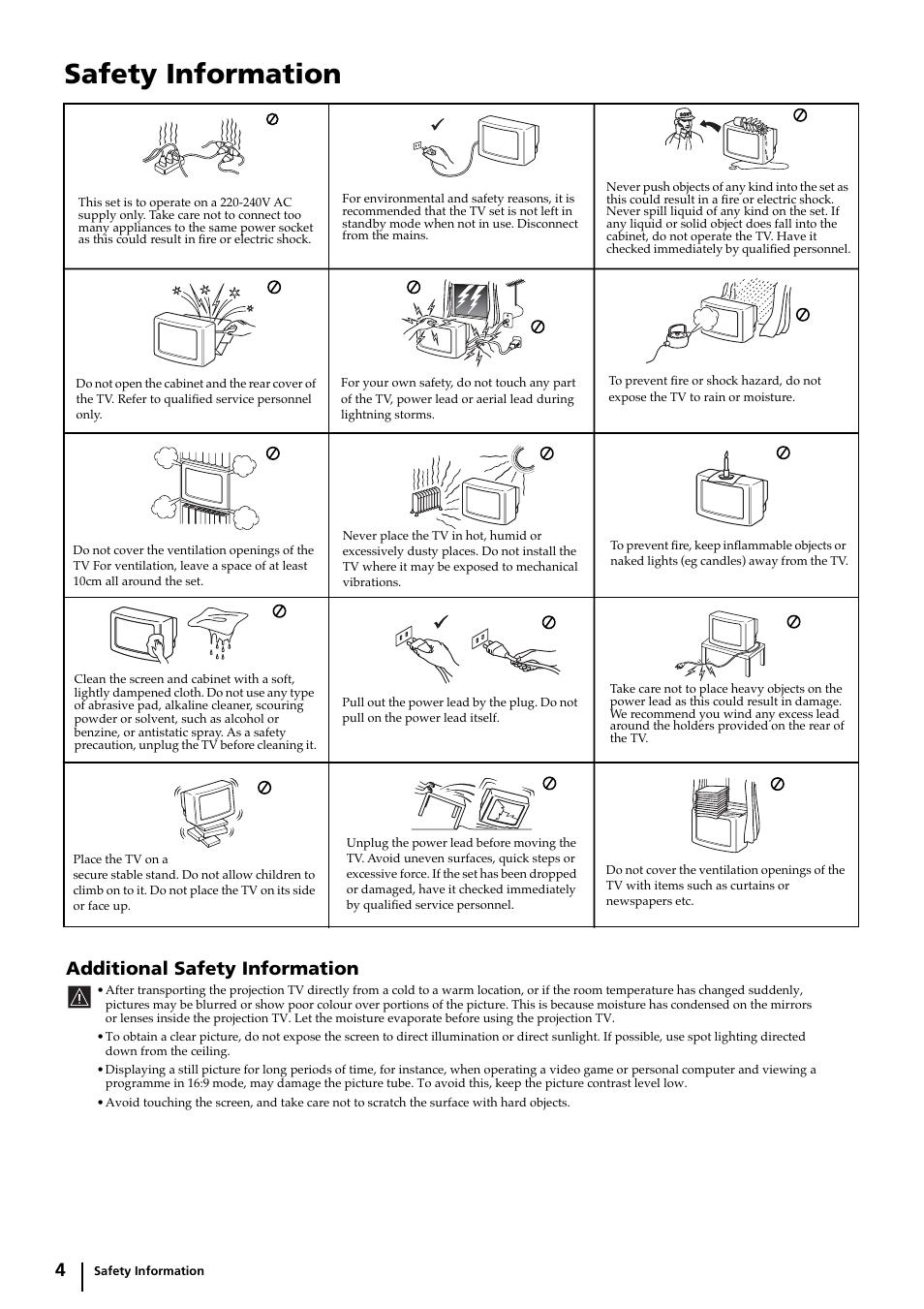 Safety information, Additional safety information | Sony KP-44PX2 User Manual | Page 3 / 146