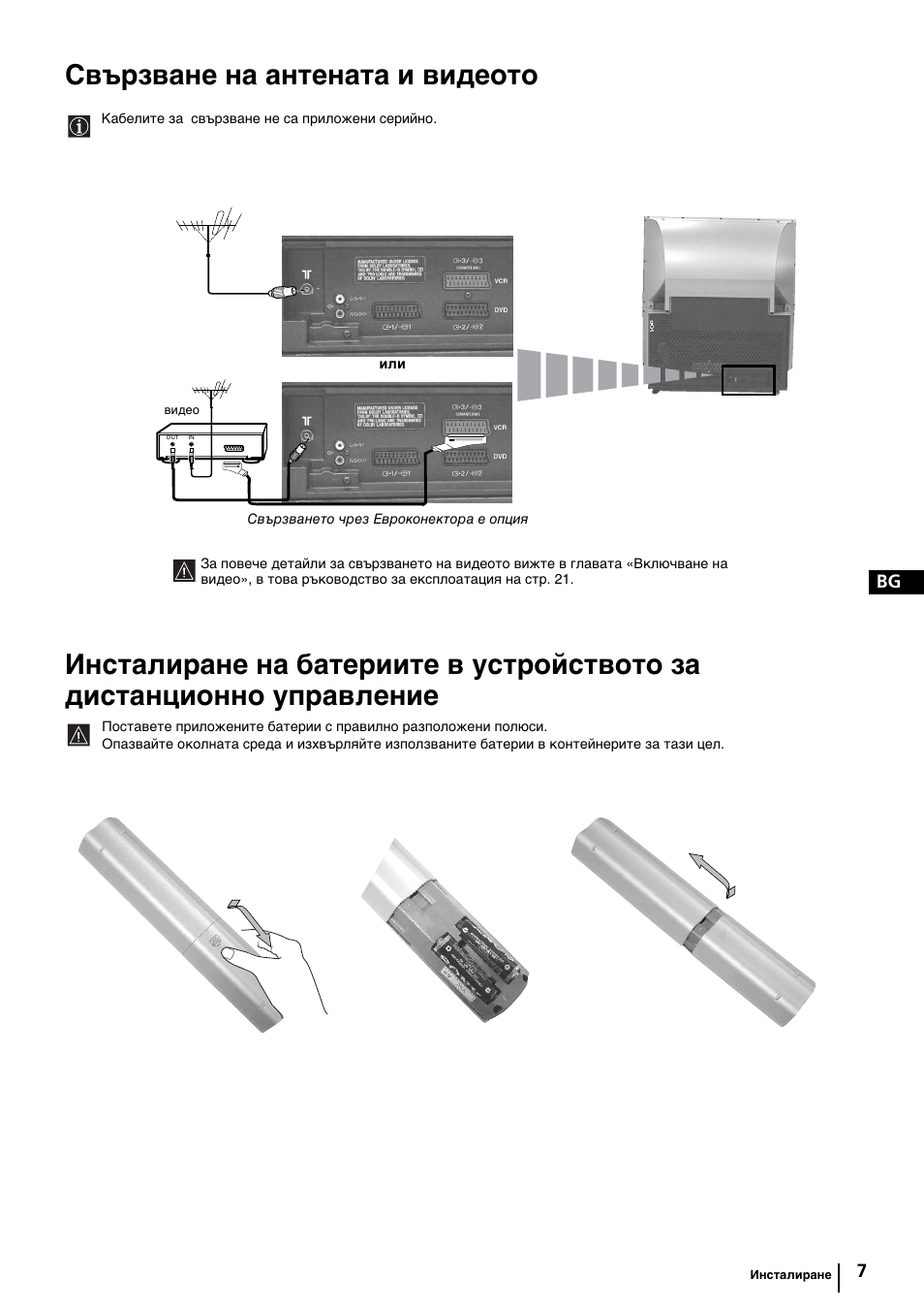 Свързване на антената и видеото | Sony KP-44PX2 User Manual | Page 30 / 146