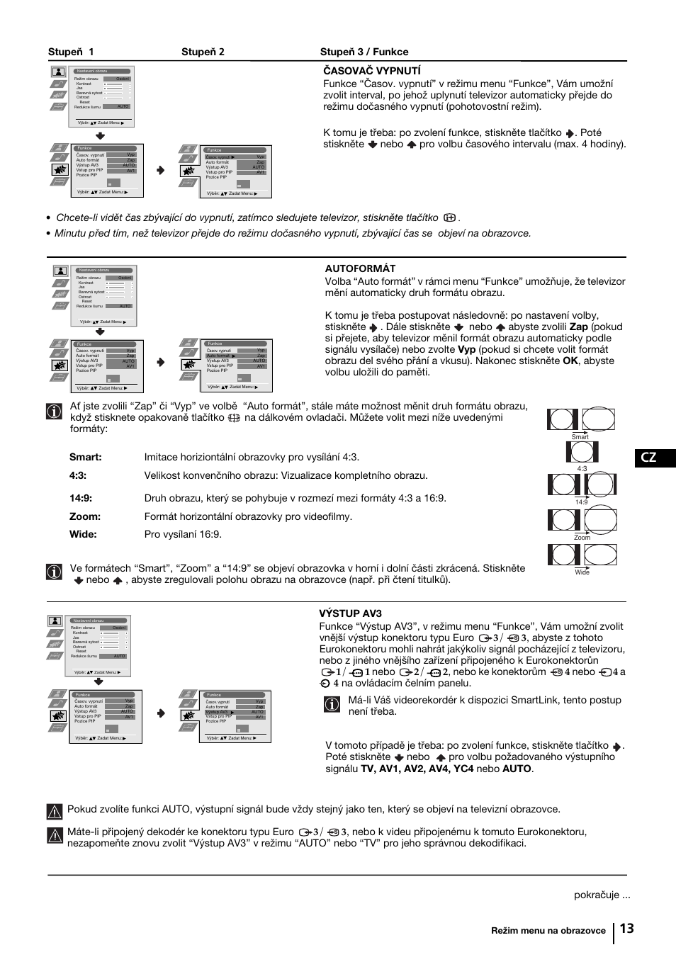 Cz 13, Pokračuje | Sony KP-44PX2 User Manual | Page 60 / 146