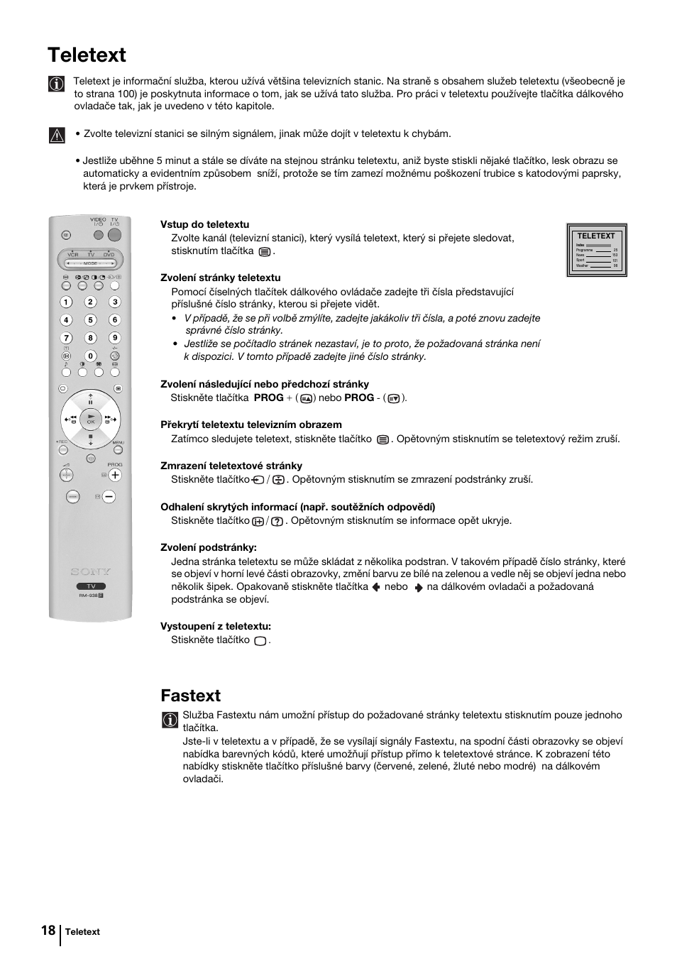 Teletext, Fastext | Sony KP-44PX2 User Manual | Page 65 / 146