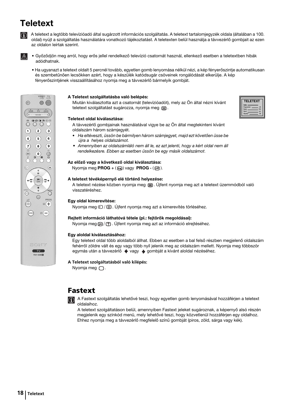 Teletext, Fastext | Sony KP-44PX2 User Manual | Page 89 / 146