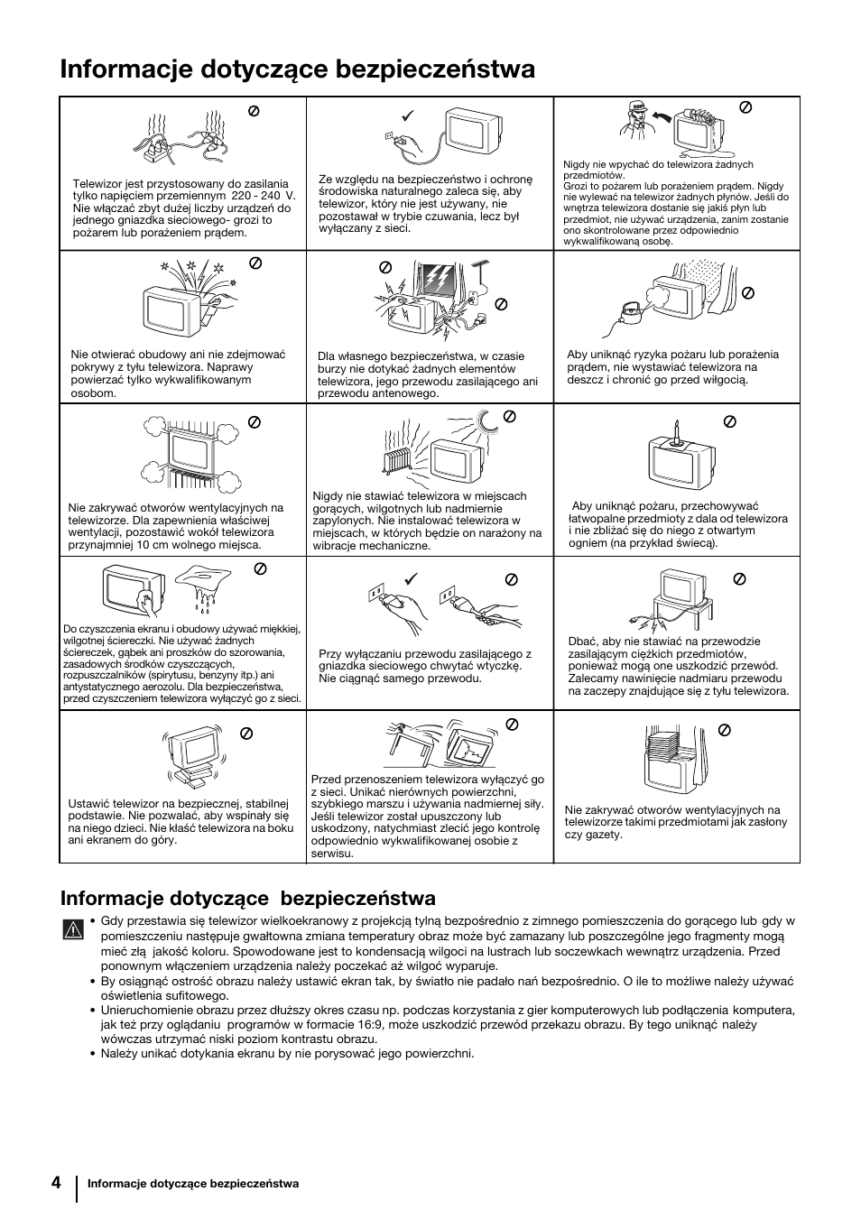 Informacje dotyczące bezpieczeństwa | Sony KP-44PX2 User Manual | Page 99 / 146