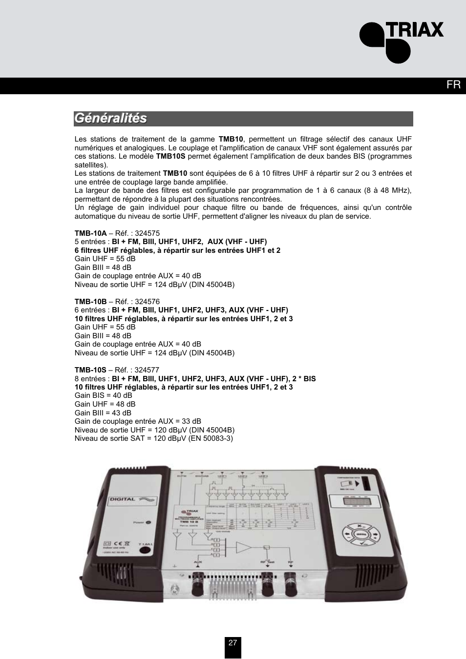 Triax TMB 10B User Manual | Page 27 / 108