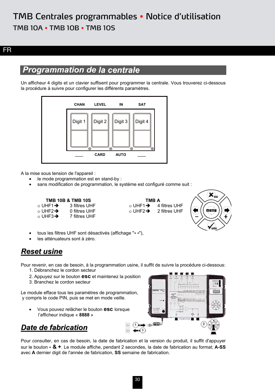 Tmb centrales programmables • notice d’utilisation | Triax TMB 10B User Manual | Page 30 / 108