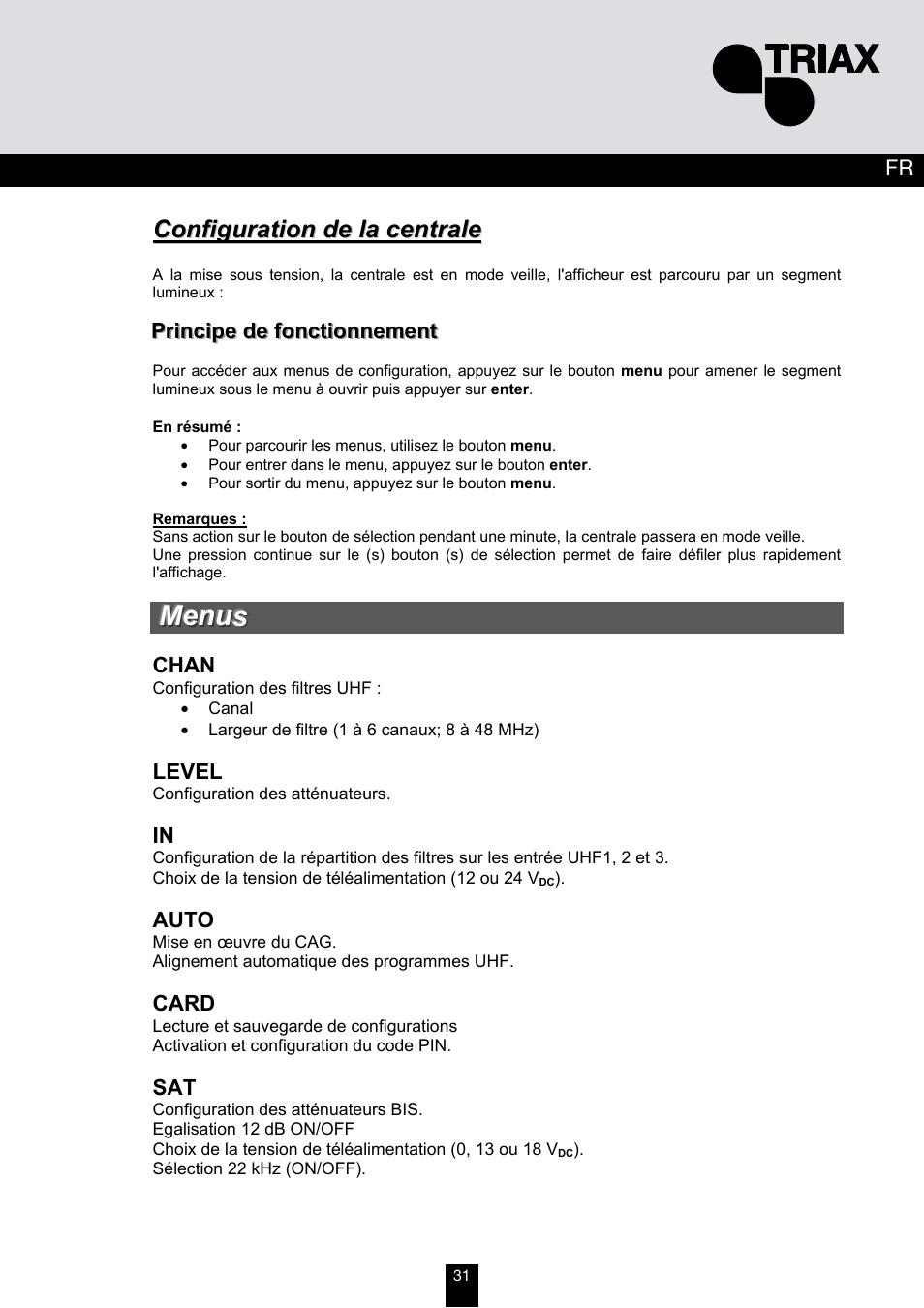 Triax TMB 10B User Manual | Page 31 / 108