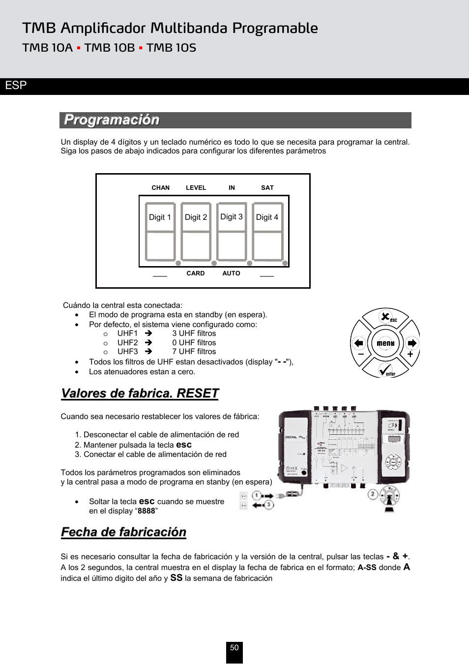 Tmb amplificador multibanda programable | Triax TMB 10B User Manual | Page 50 / 108