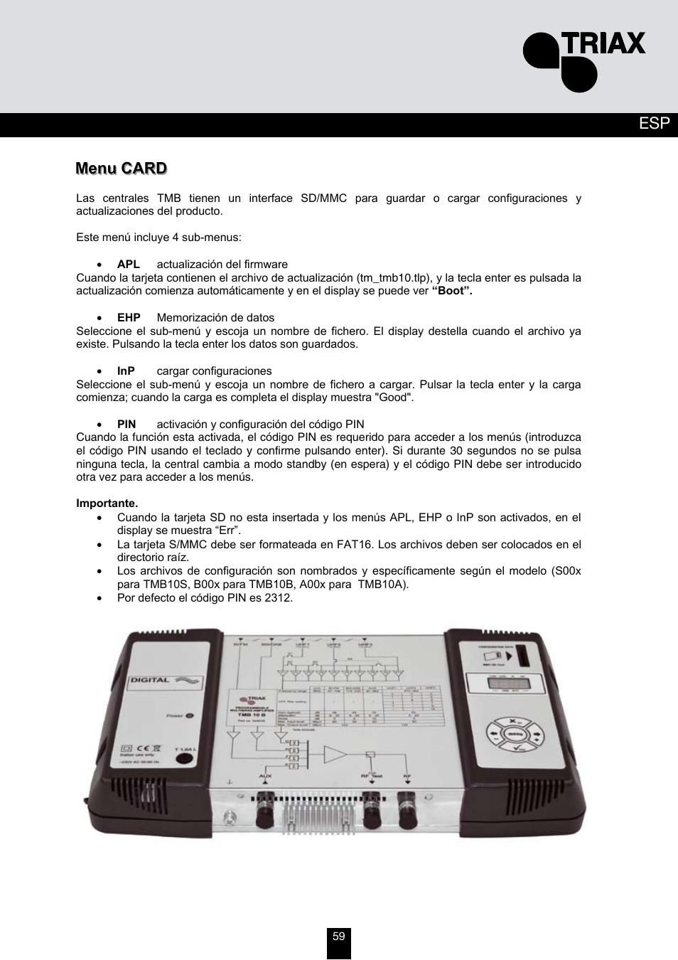 Triax TMB 10B User Manual | Page 59 / 108