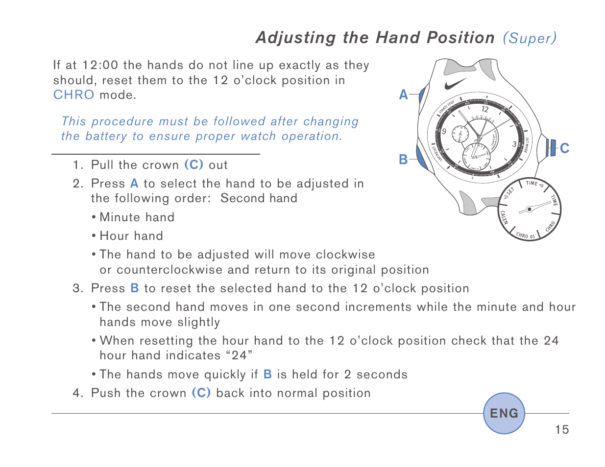 Adjusting the hand position | Triax Armored SR920W User Manual | Page 14 / 16