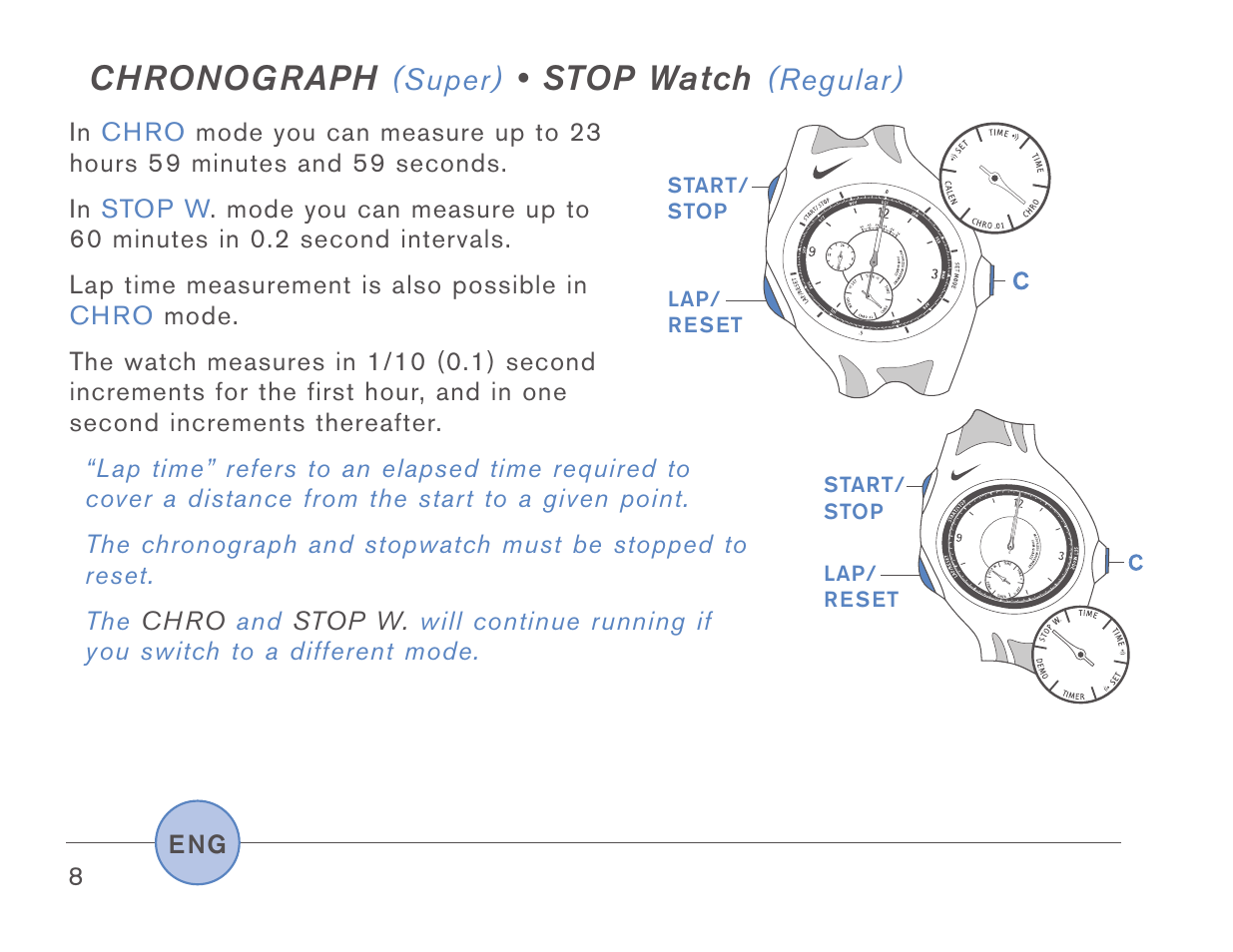 Ch ronog raph, Stop watch | Triax Armored SR920W User Manual | Page 7 / 16
