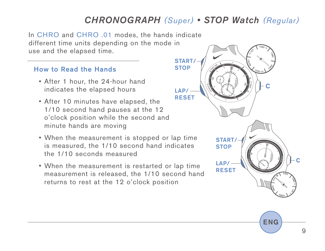Ch ronog raph, Stop watch | Triax Armored SR920W User Manual | Page 8 / 16