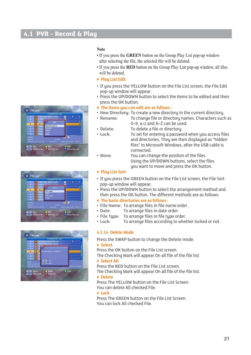 1 pvr - record & play | Triax SR 322 User Manual | Page 21 / 36