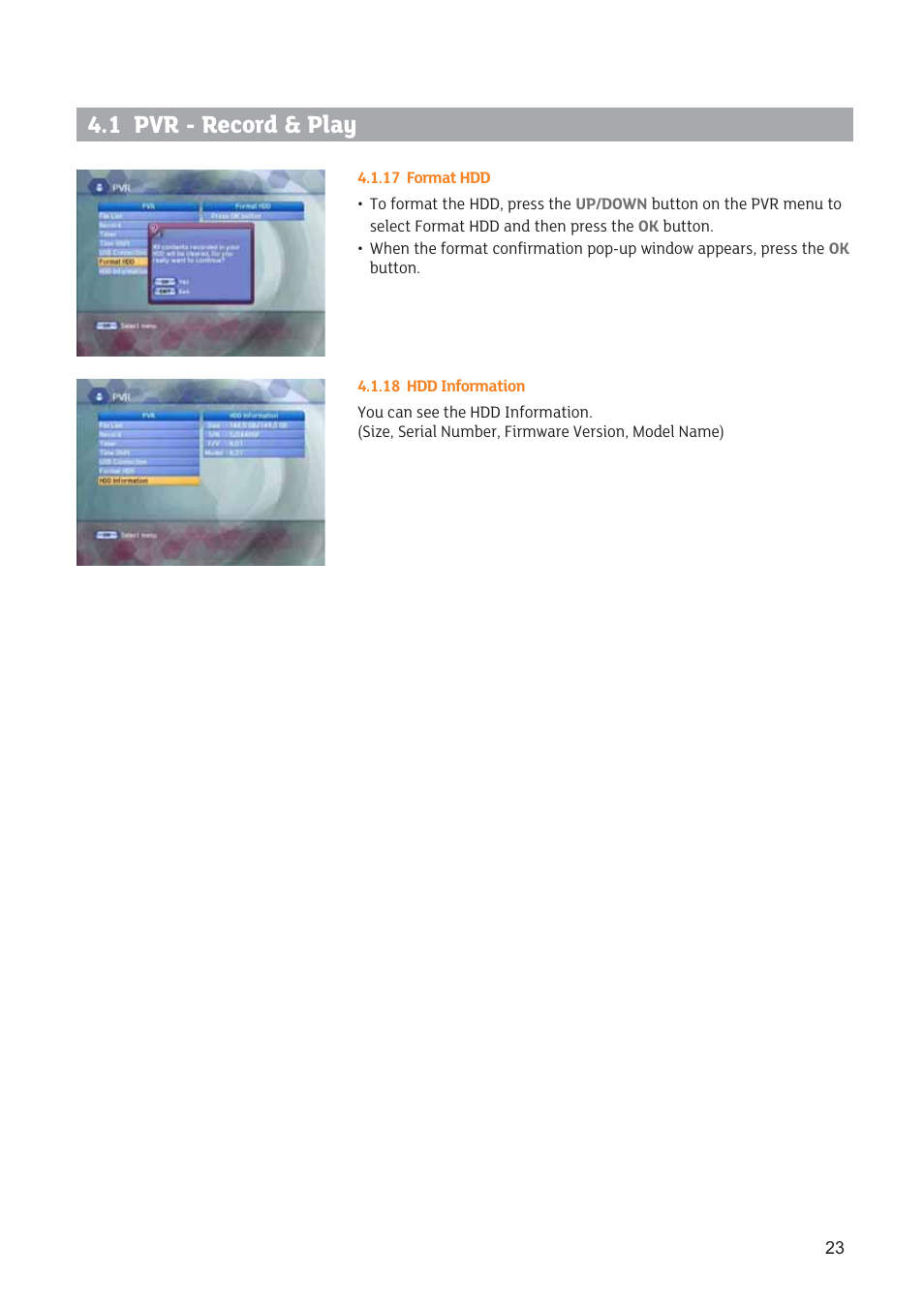 1 pvr - record & play | Triax SR 322 User Manual | Page 23 / 36