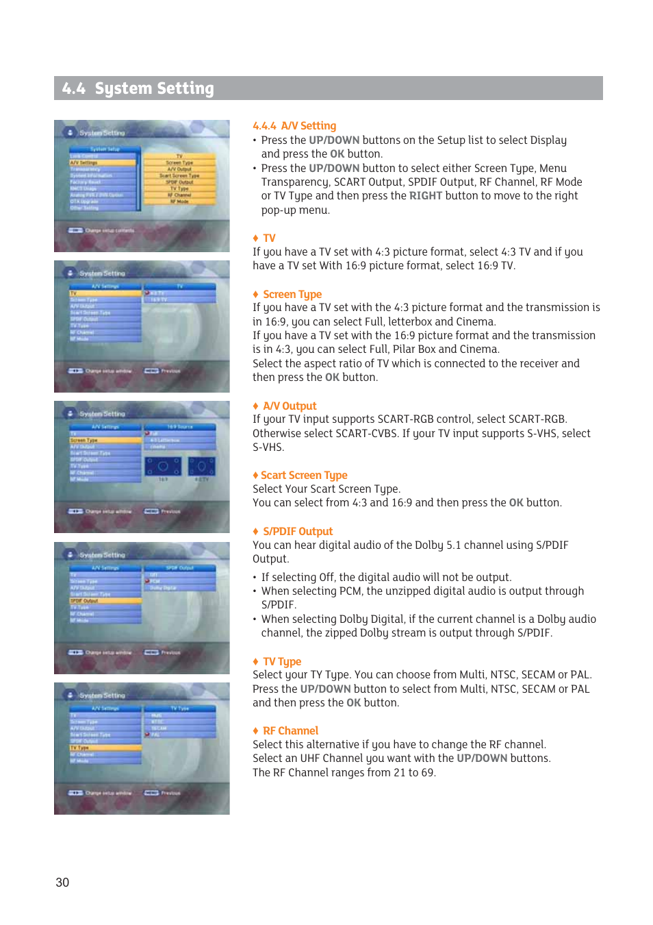 4 system setting | Triax SR 322 User Manual | Page 30 / 36