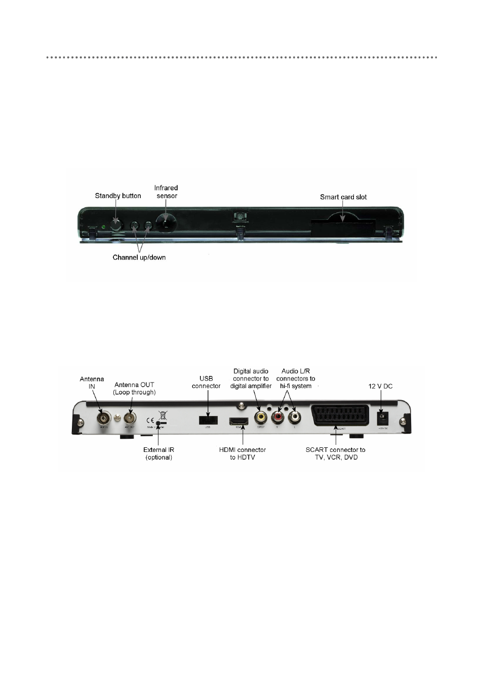 Overview, Front panel incl. ca-module and smart card, Rear panel | Triax C-HD415 CX User Manual | Page 6 / 40