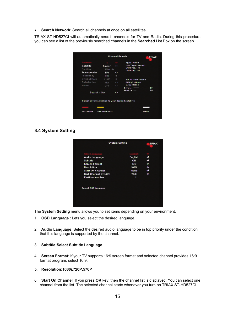 Triax ST-HD527CI User Manual | Page 15 / 24
