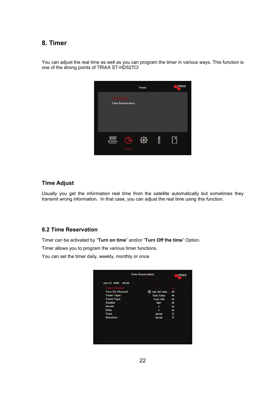 Timer | Triax ST-HD527CI User Manual | Page 22 / 24