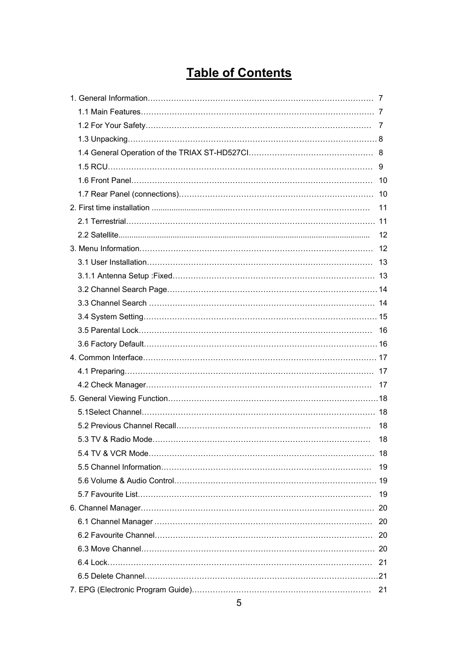 Triax ST-HD527CI User Manual | Page 5 / 24