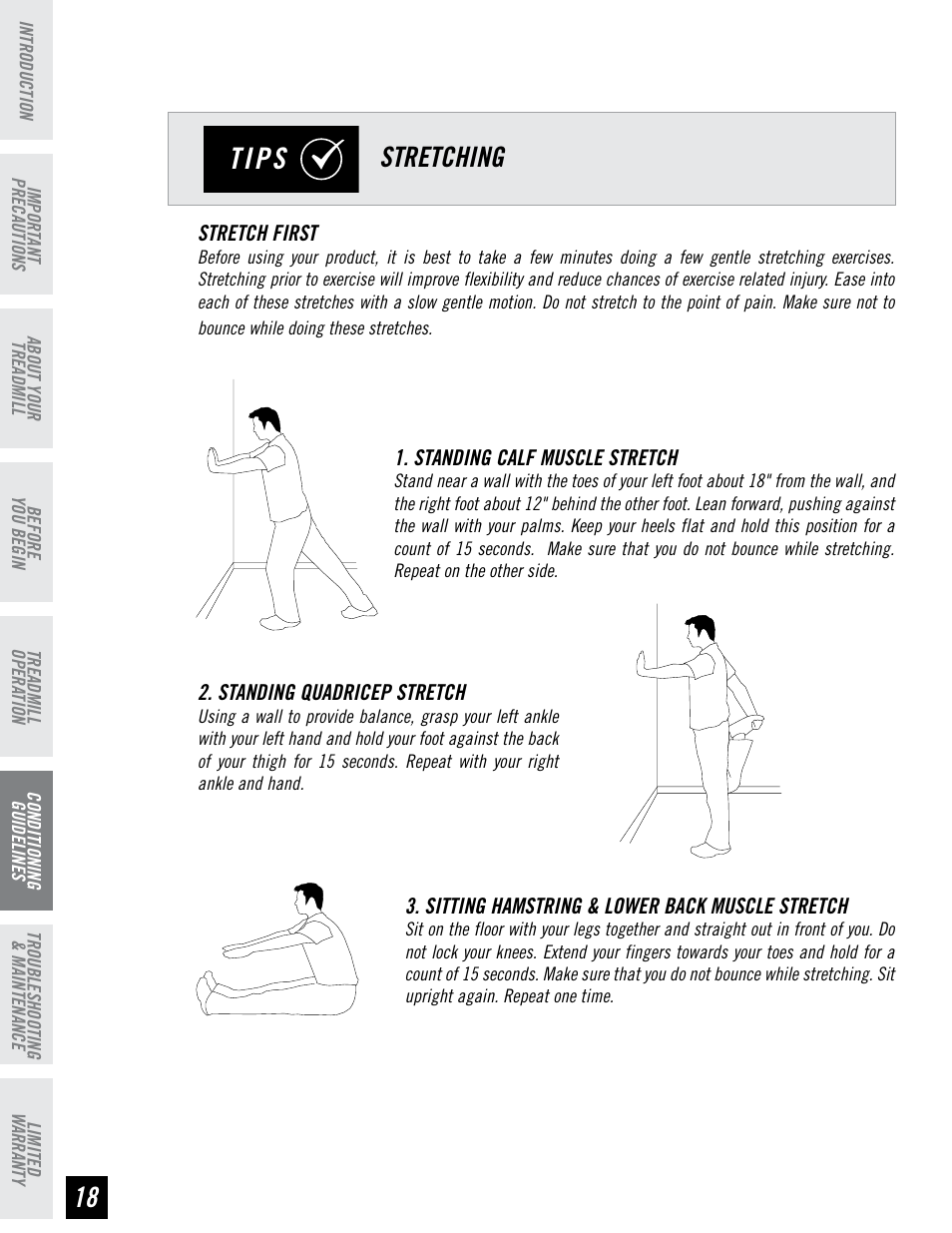 Tips, Stretching | Tempo EVOLVE User Manual | Page 18 / 24