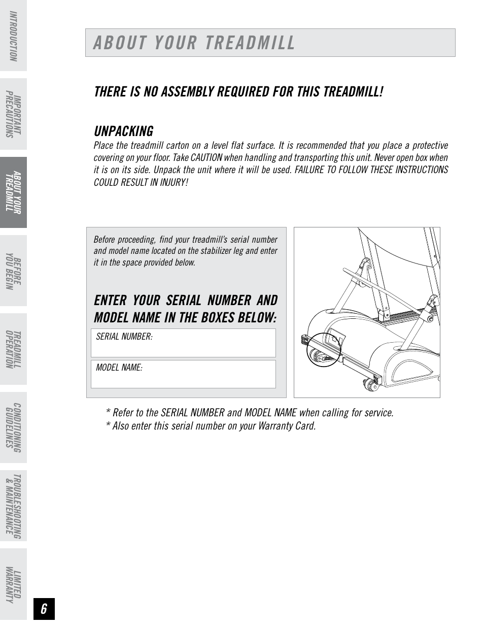 About your treadmill | Tempo EVOLVE User Manual | Page 6 / 24