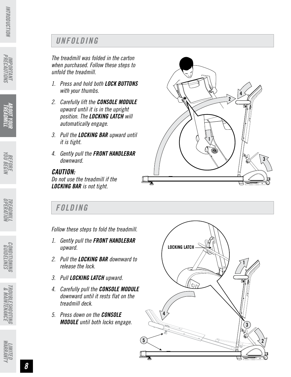 Unfolding, Folding, Caution | Tempo EVOLVE User Manual | Page 8 / 24