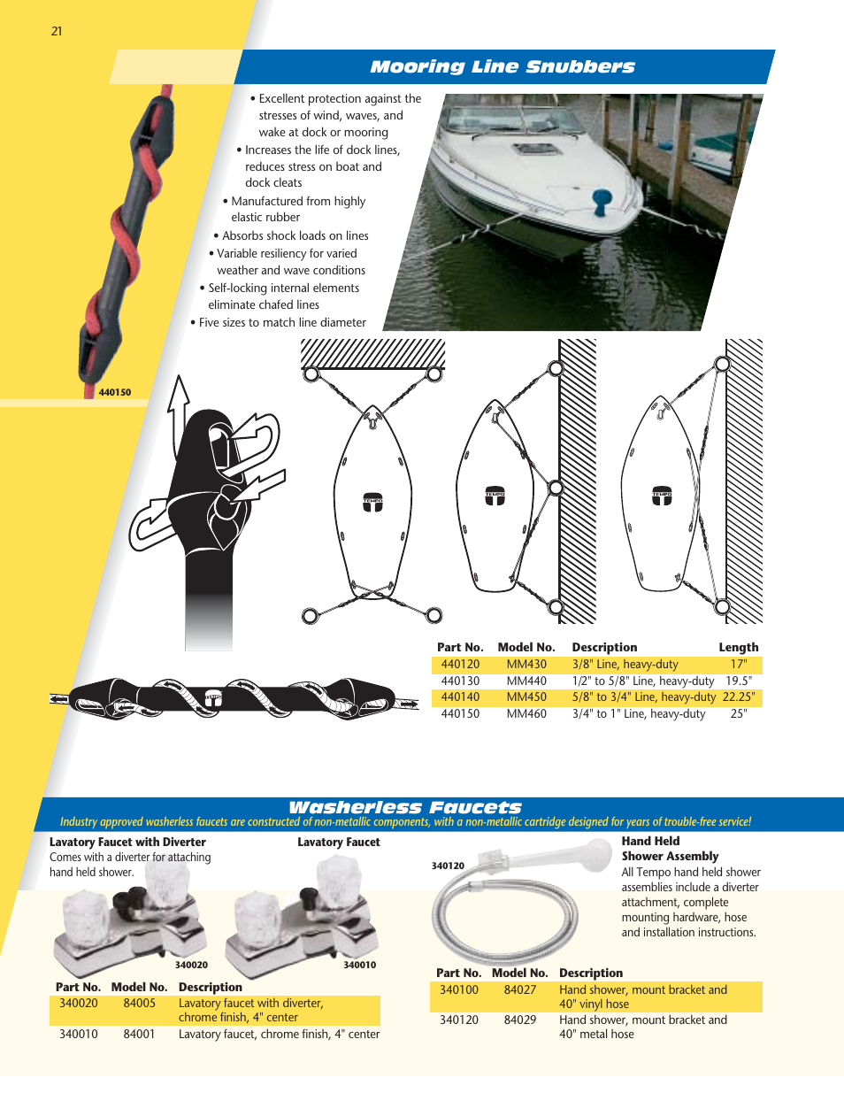 Mooring line snubbers, Washerless faucets | Tempo vehicle User Manual | Page 22 / 28