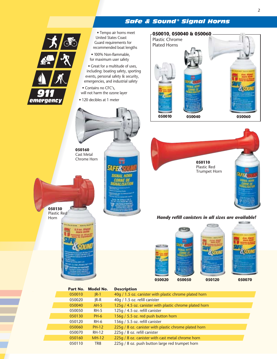 Safe & sound, Signal horns, Emergency | Tempo vehicle User Manual | Page 3 / 28