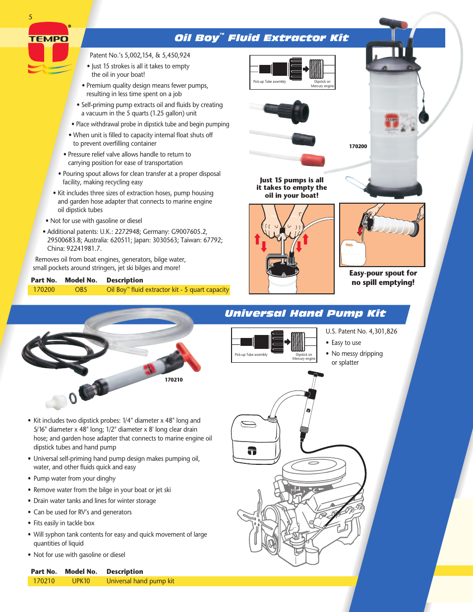 Universal hand pump kit oil boy, Fluid extractor kit | Tempo vehicle User Manual | Page 6 / 28