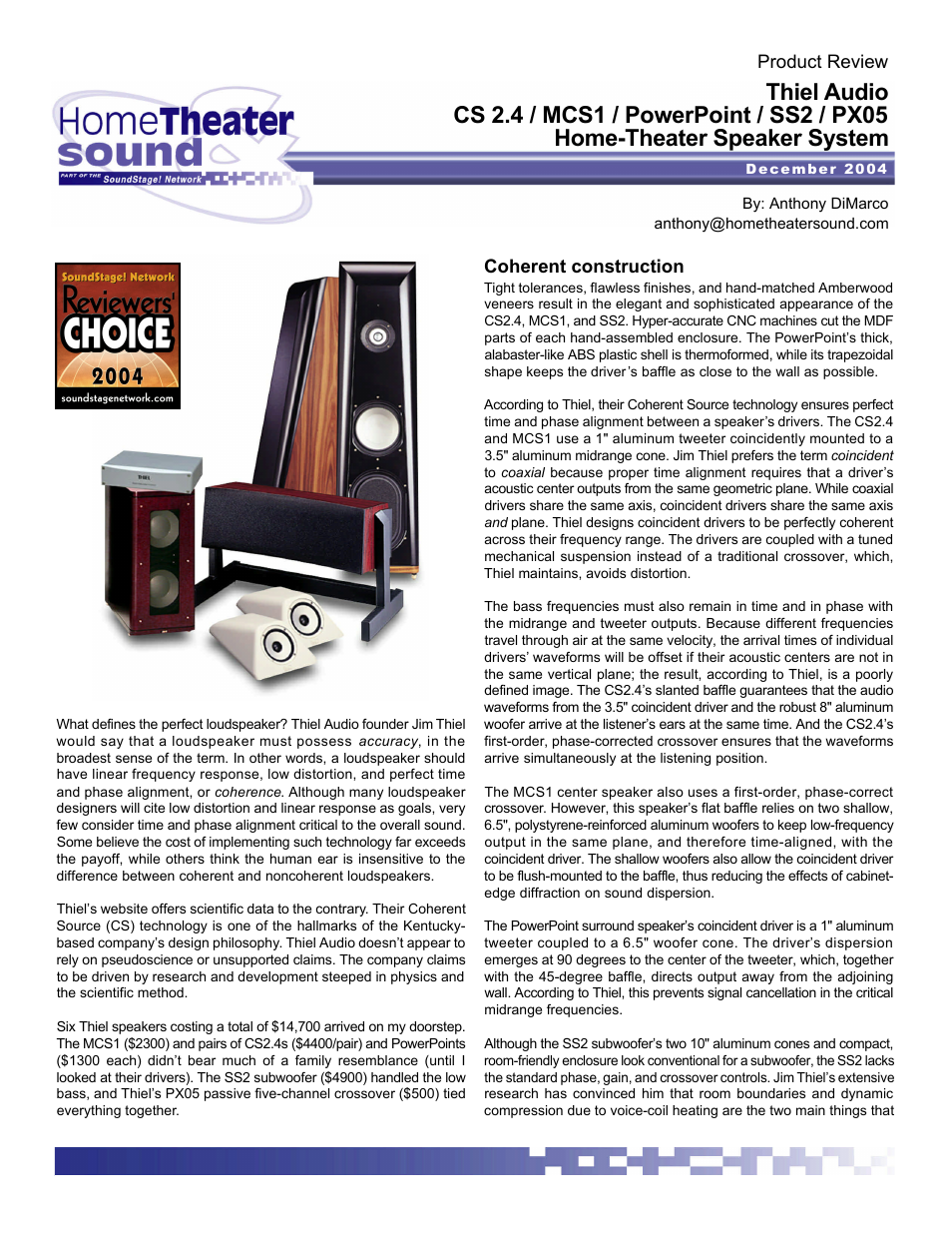 Thiel Audio Products PX05 User Manual | 4 pages