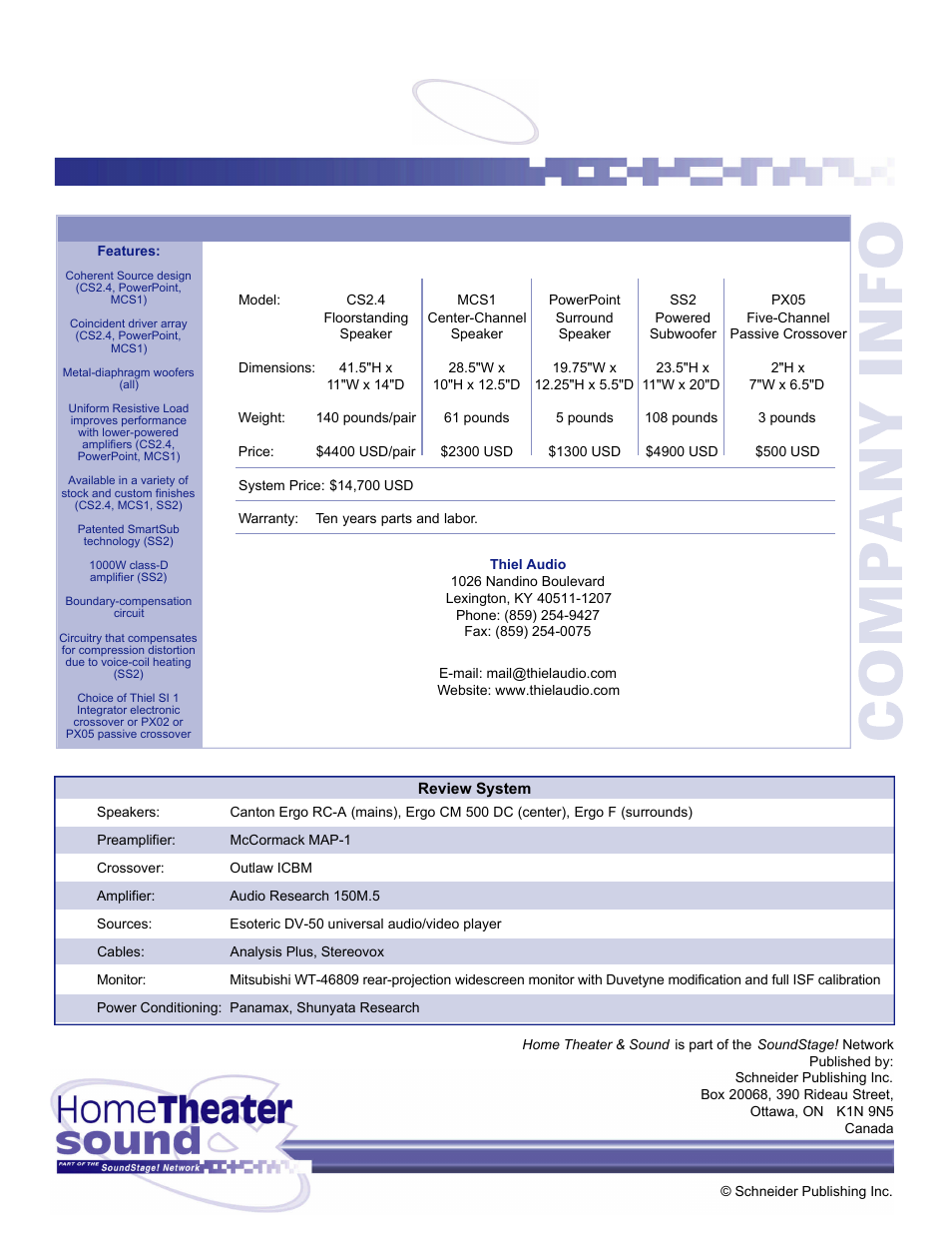 Page 4 | Thiel Audio Products PX05 User Manual | Page 4 / 4