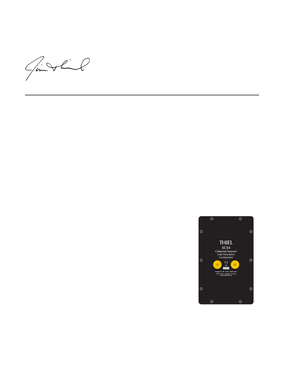 Thiel Audio Products SCS4 User Manual | Page 2 / 6