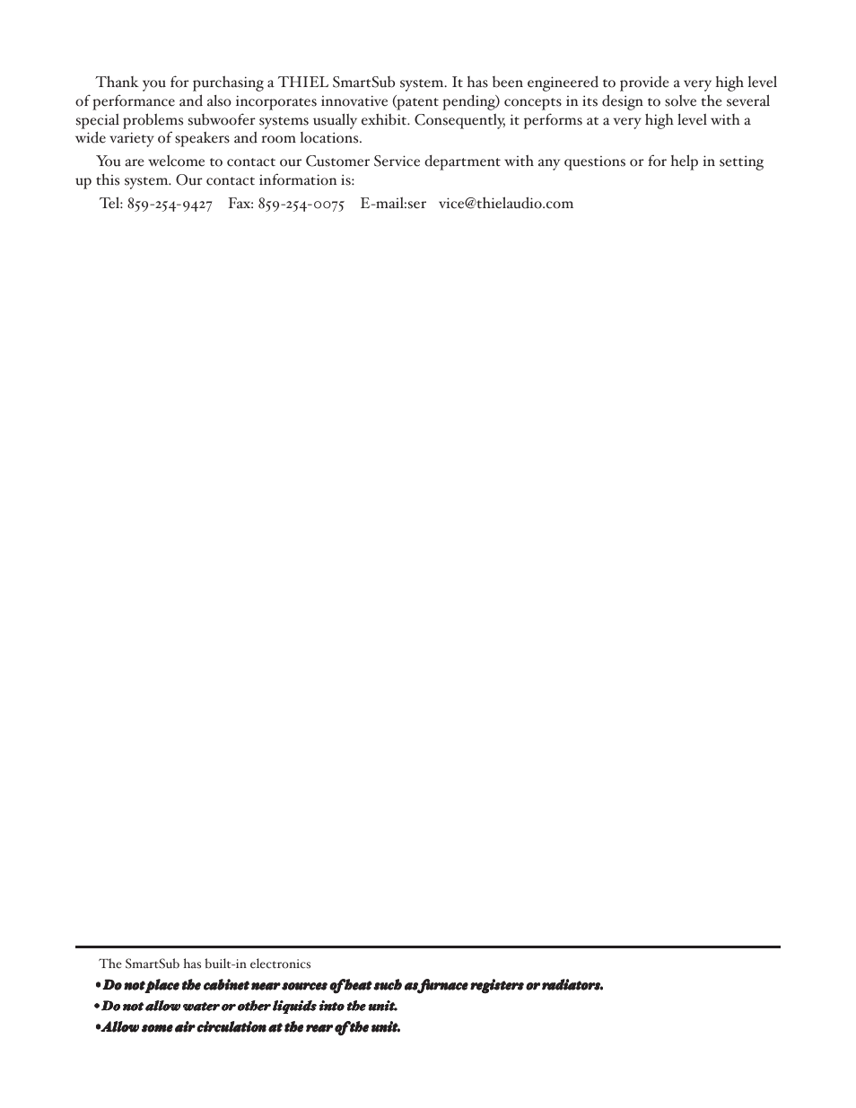 Thiel Audio Products SS1 Subwoofer User Manual | Page 3 / 16