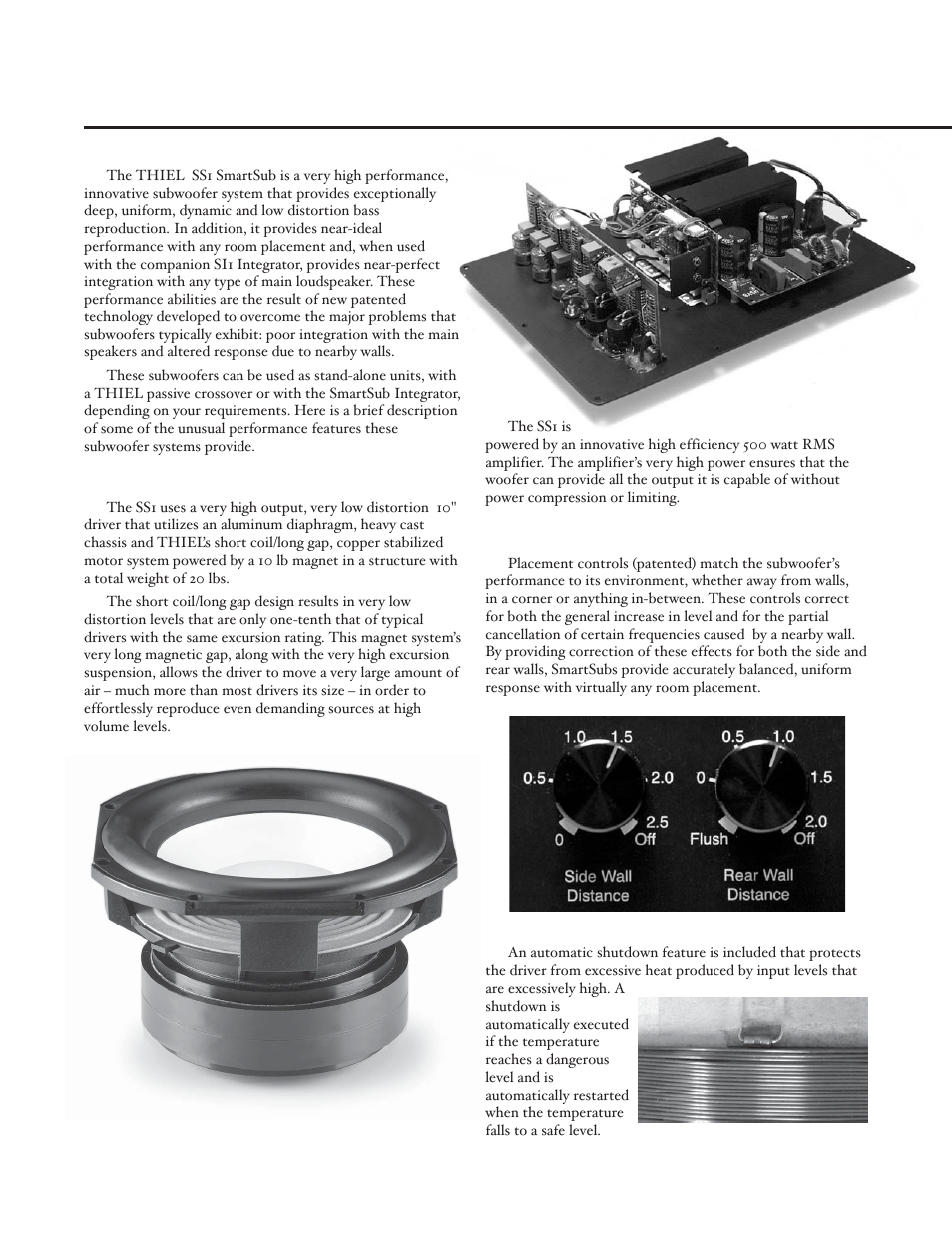 Product features | Thiel Audio Products SS1 Subwoofer User Manual | Page 4 / 16