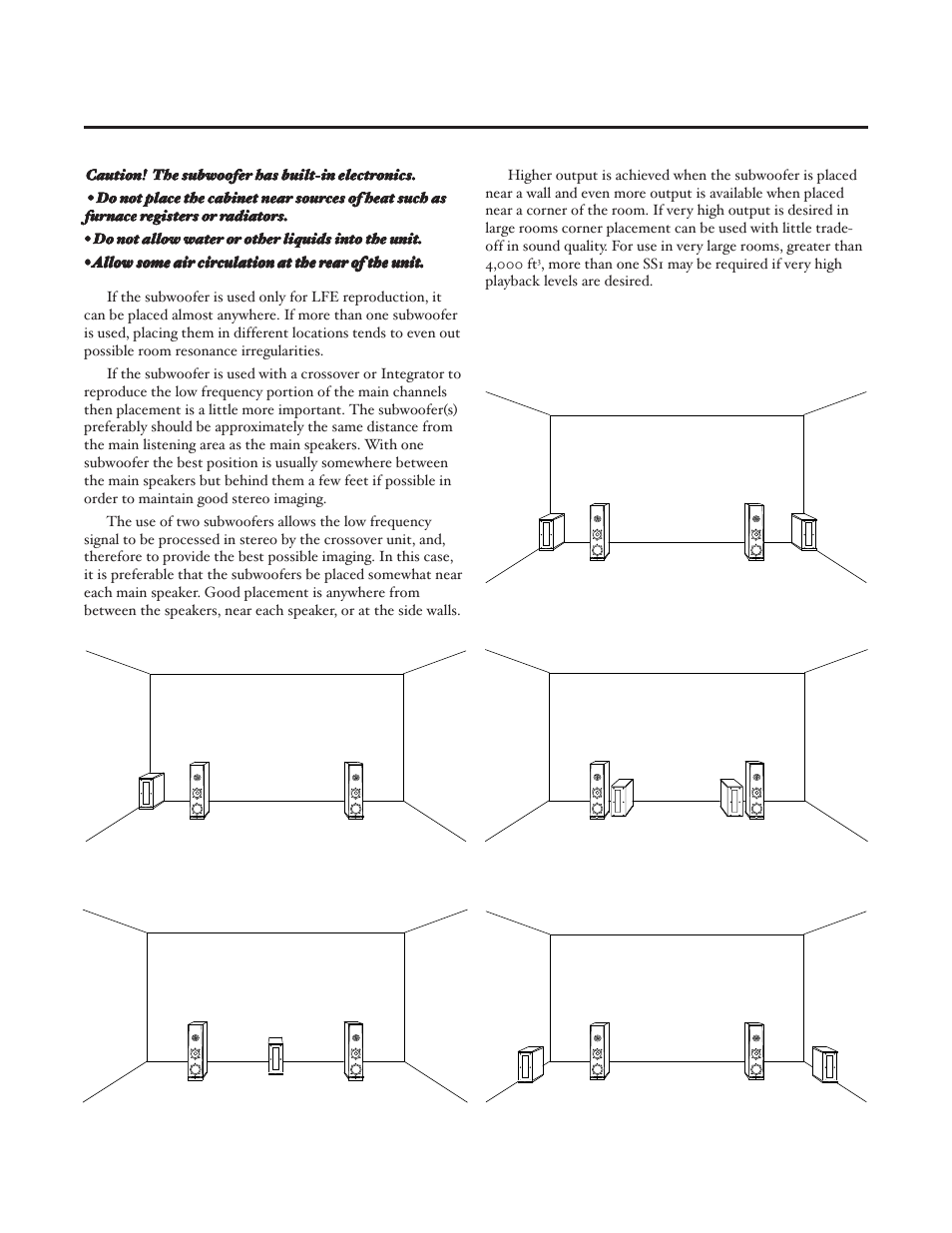 Subwoofer placement | Thiel Audio Products SS1 Subwoofer User Manual | Page 9 / 16