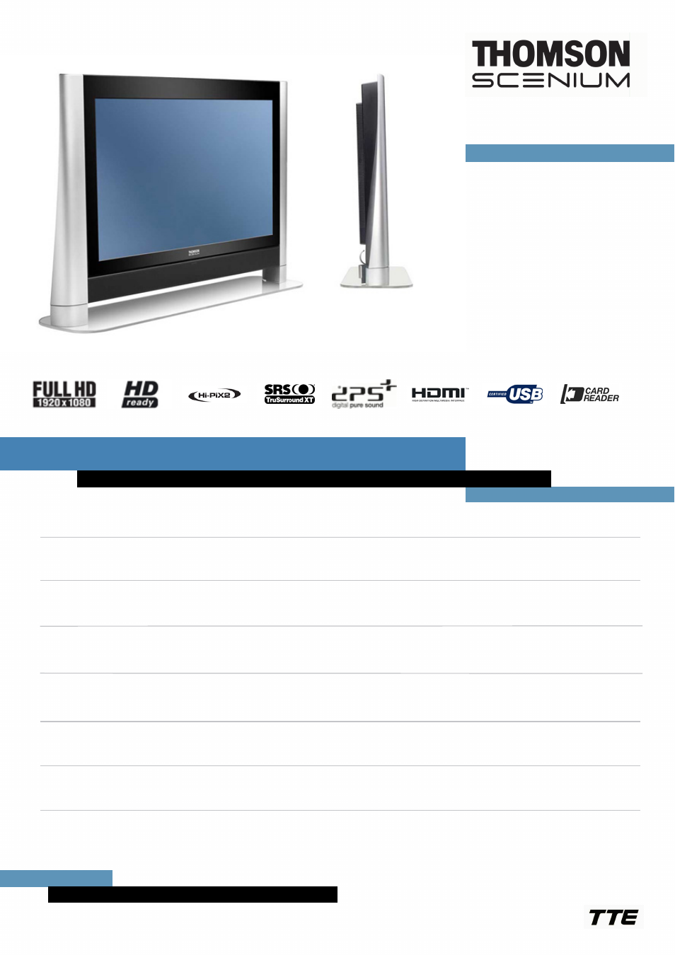 Technicolor - Thomson SCENIUM 42LB330B5 User Manual | 2 pages