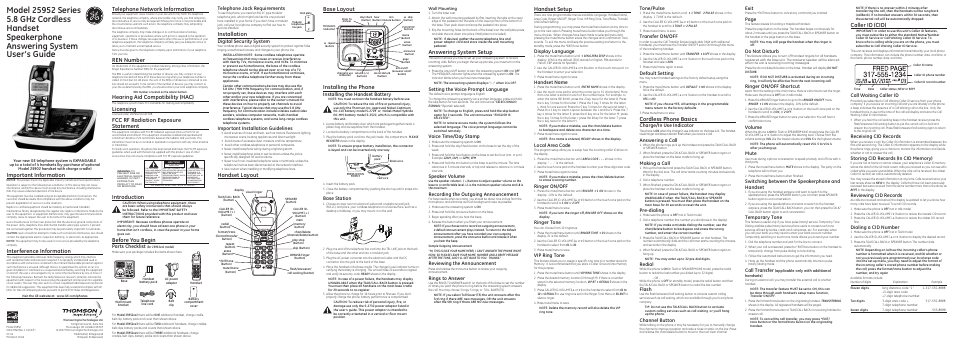 Technicolor - Thomson 25952XX3 User Manual | 2 pages
