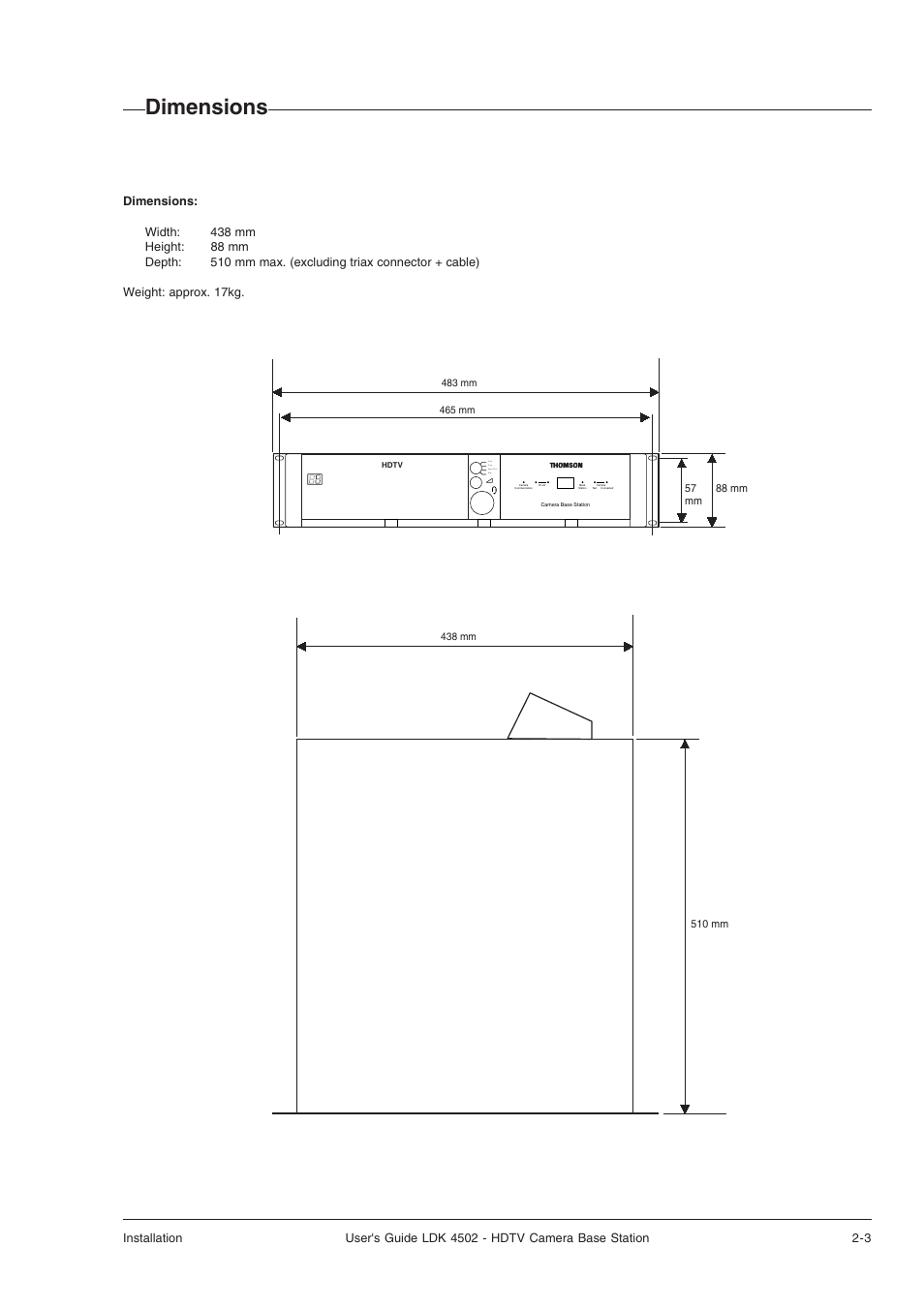 Dimensions, Prod prog cam +floor eng | Technicolor - Thomson LDK 4502 User Manual | Page 11 / 66