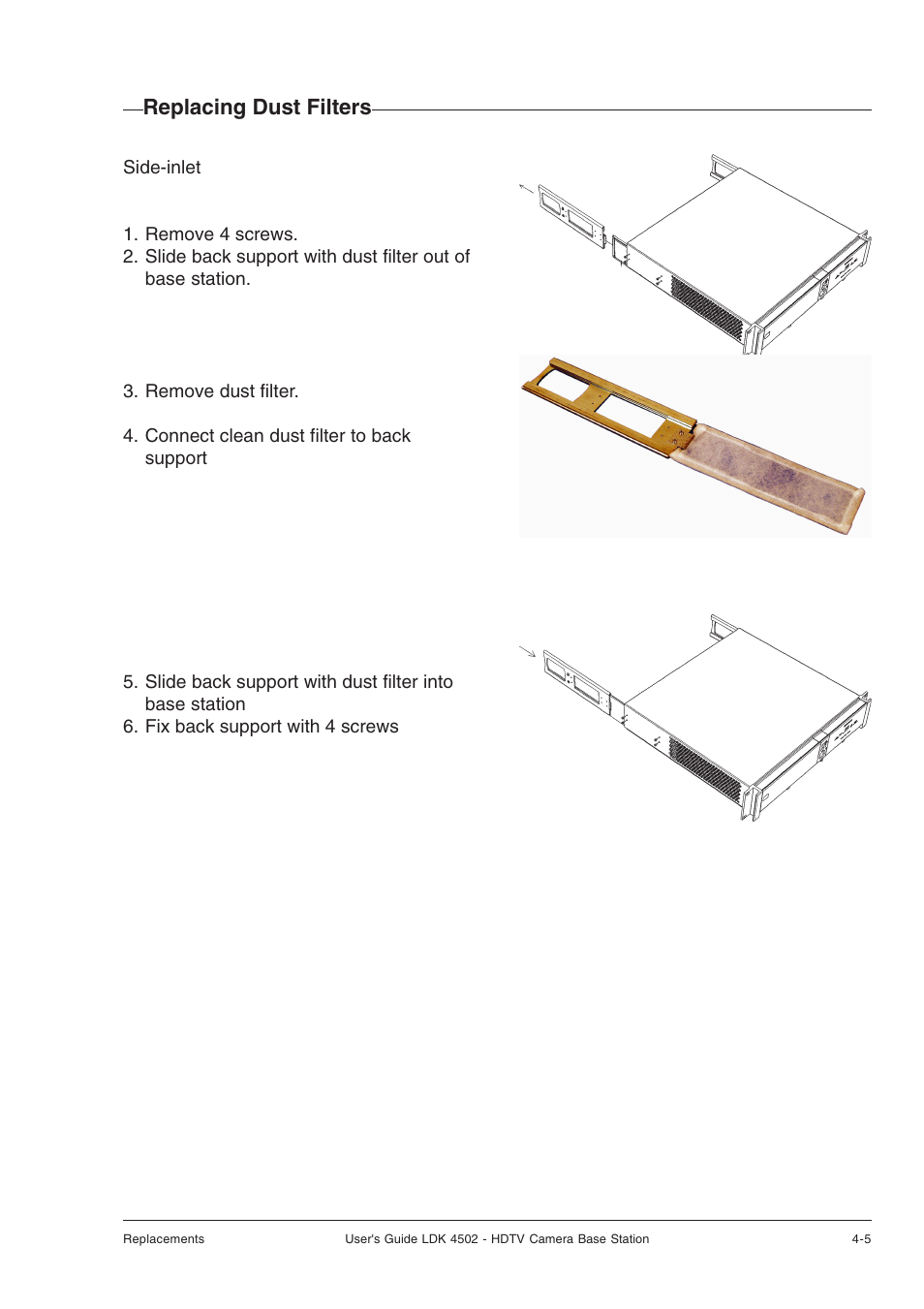 Replacing dust filters | Technicolor - Thomson LDK 4502 User Manual | Page 53 / 66